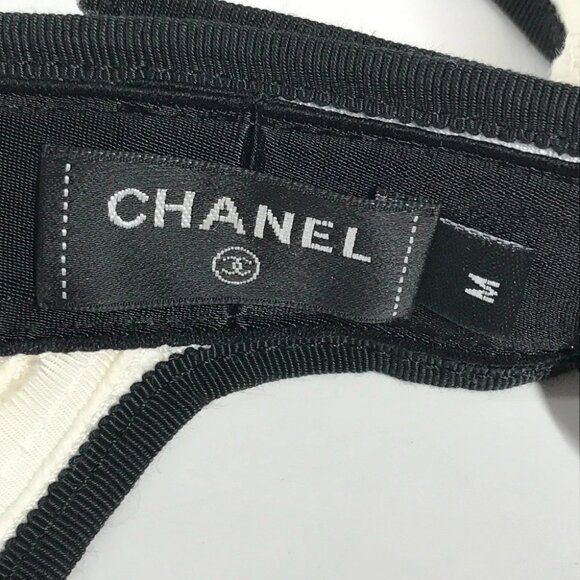 CHANEL 22P CC CC Mark Ribbon Ribbon hat Sun visor Raffia White - Picture 2 of 11
